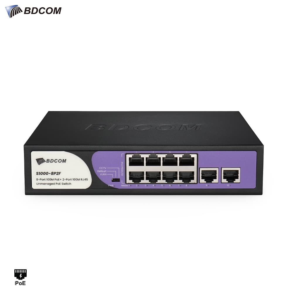 BDCOM S1000-8P2F 8 Port Network PoE Switch - Image 1