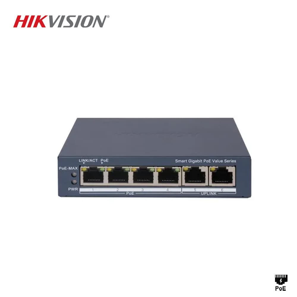Hikvision DS-3E1506P-EI/M 4 Port Yönetilebilir Gigabit PoE Switch - Image 1