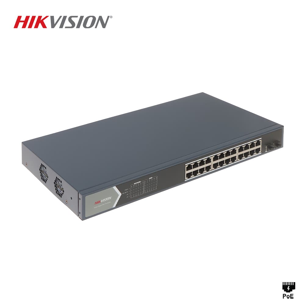 Hikvision DS-3E1526P-EI 24 Port Yönetilebilir Gigabit PoE Switch - Image 1